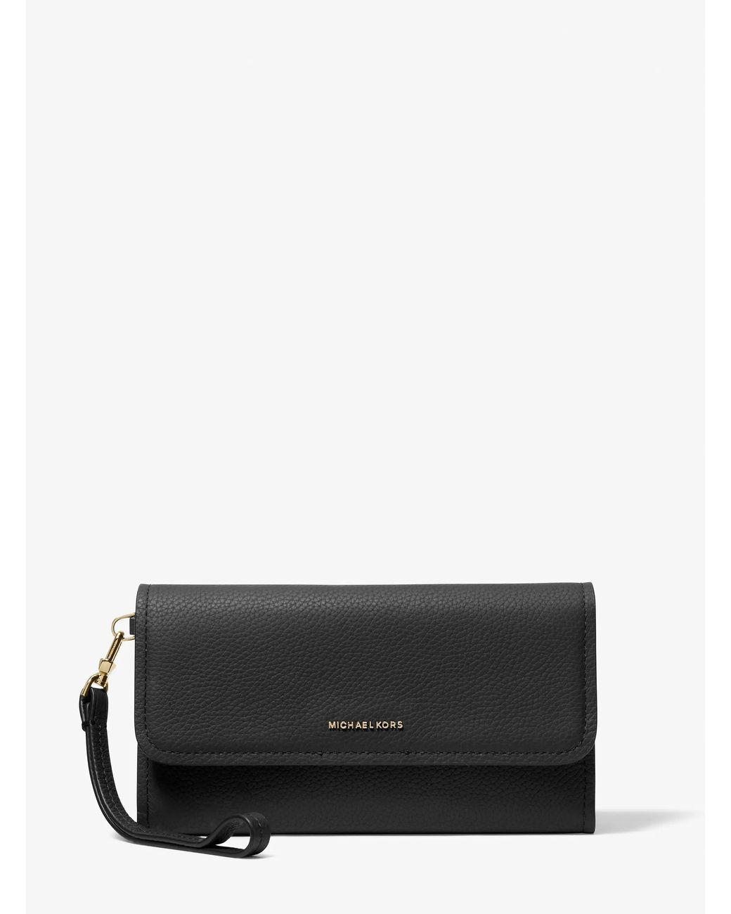 MICHAEL Michael Kors Gray Mk Jet Set Medium Pebbled Leather Smartphone Wristlet