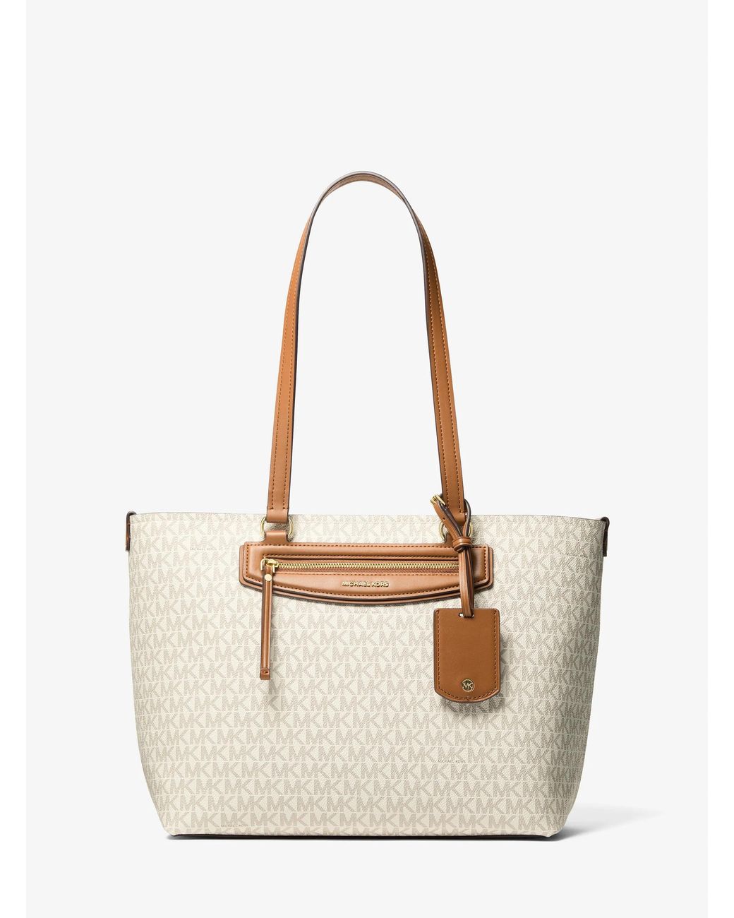 MICHAEL Michael Kors Natural Jet Set Travel Medium Signature Logo Tote Bag