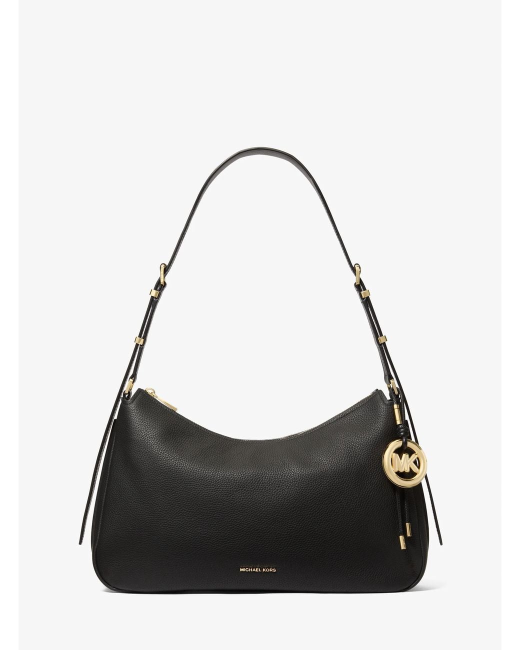 Michael Kors Black Mk Nolita Medium Pebbled Leather Shoulder Bag