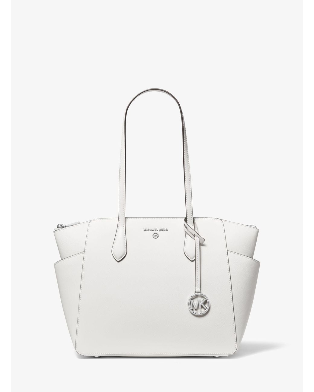 Michael Kors Marilyn Medium Saffiano Leather Tote Bag in White | Lyst