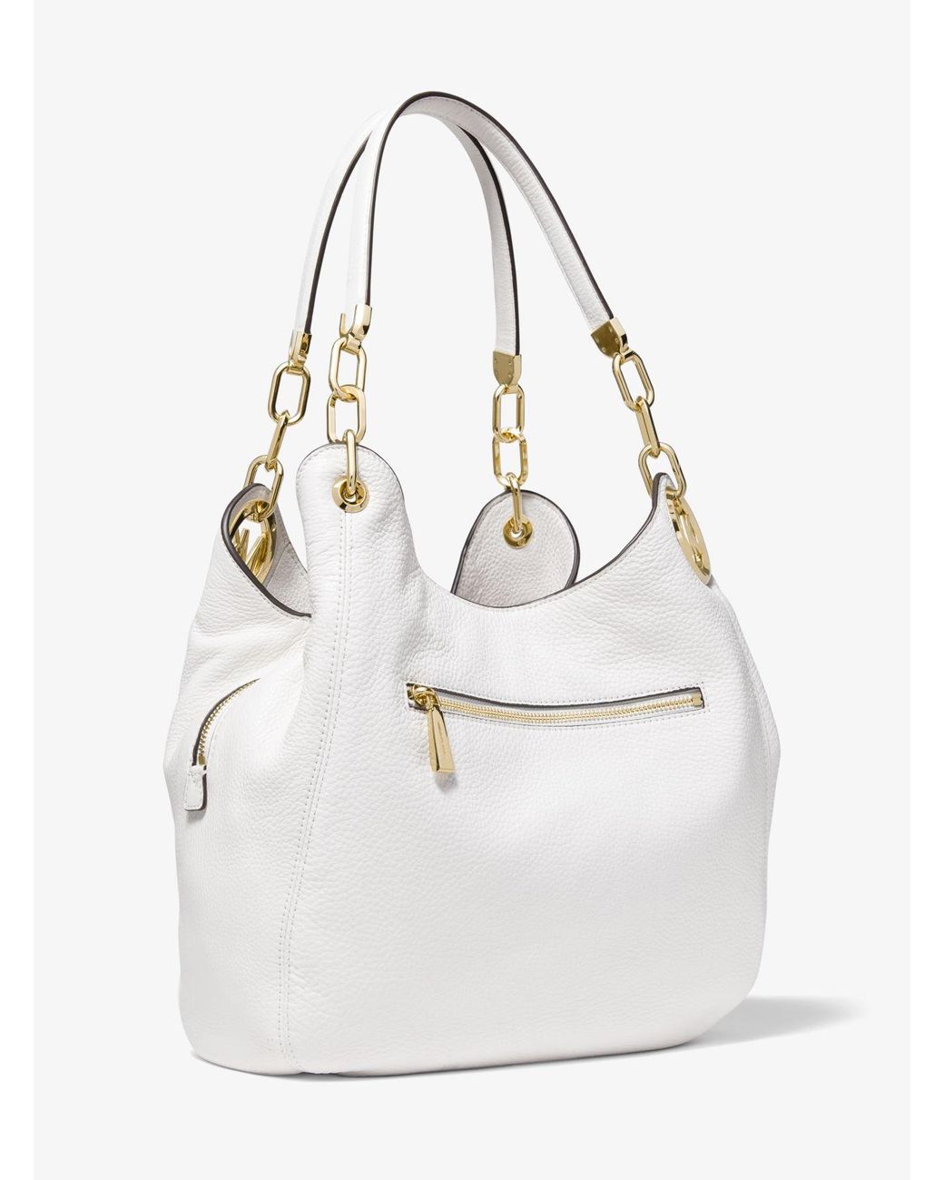 Borsa a spalla Lillie grande in pelle martellata di Michael Kors in Bianco  | Lyst