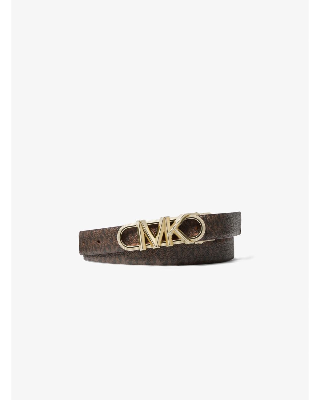MICHAEL Michael Kors White Mk Reversible Empire Leather And Signature Logo Belt