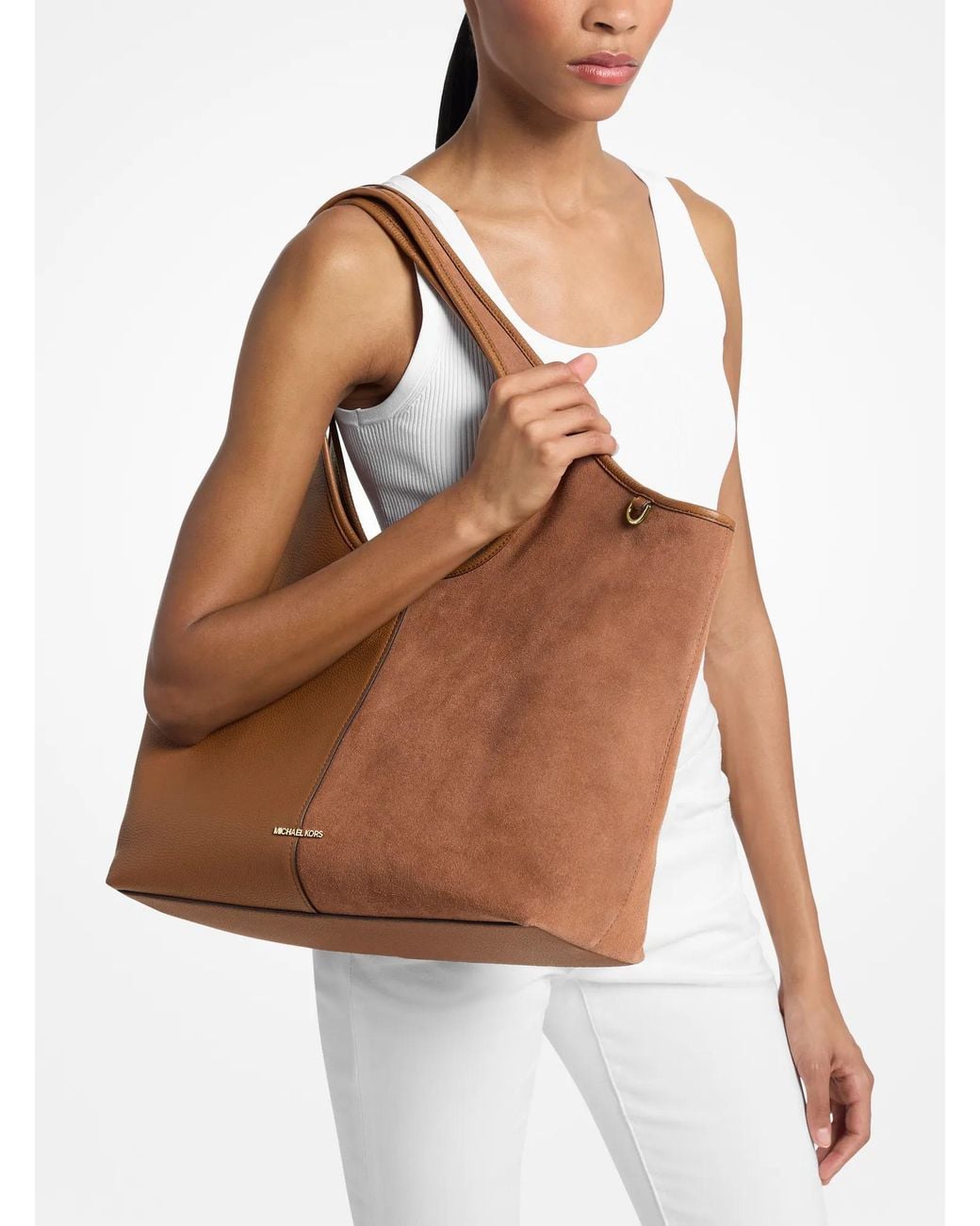 Michael Kors Brown Michael Kors Henly Large Leather And Suede Tote Bag
