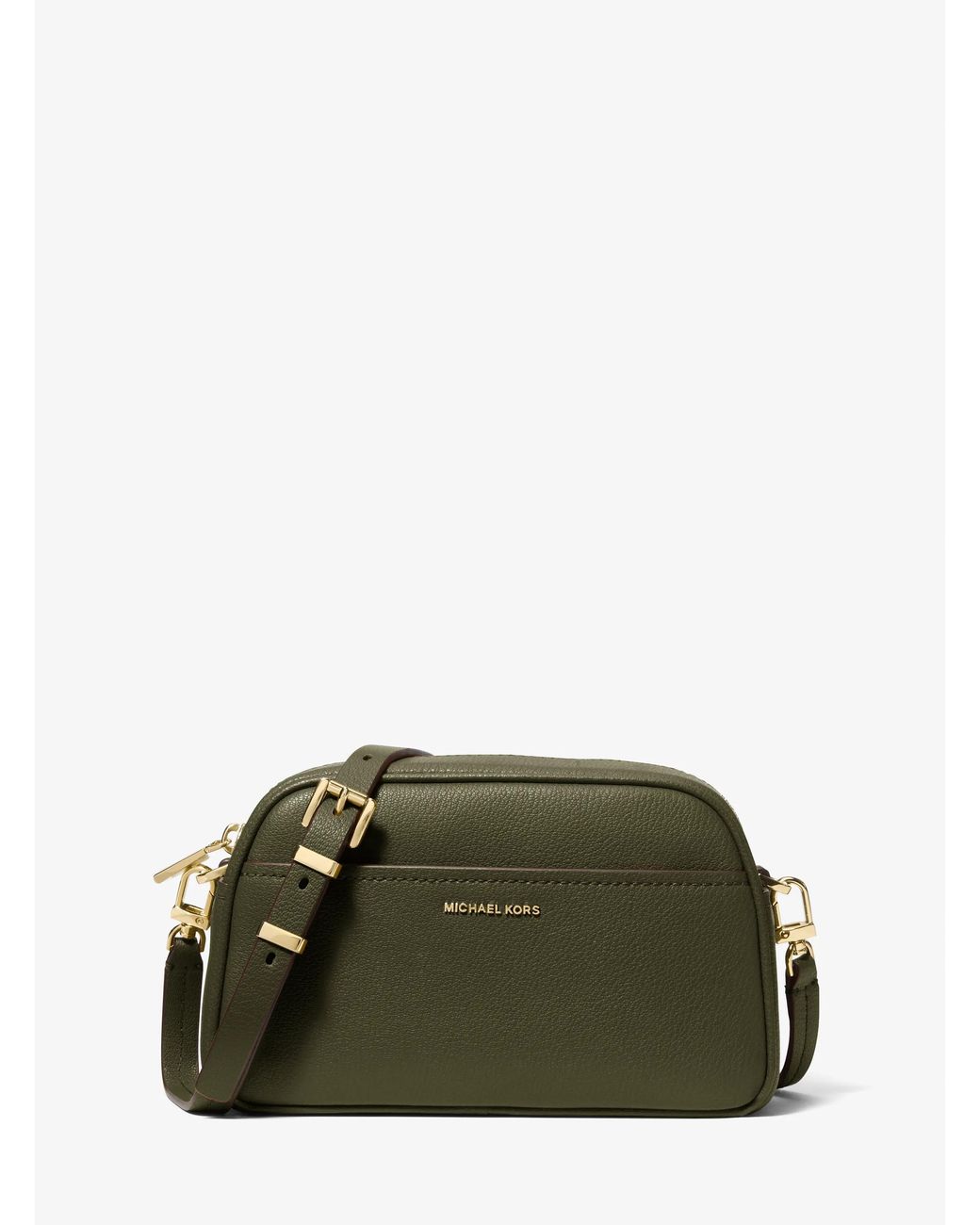Michael Kors Green Mk Jet Set Small Leather Camera Crossbody Bag