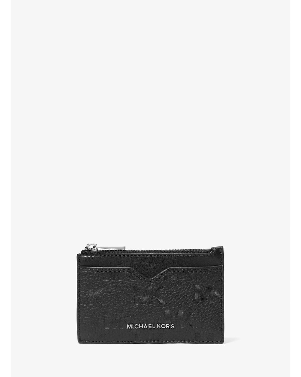 Michael Kors White Michael Kors Hudson Logo Embossed Leather Card Case for men