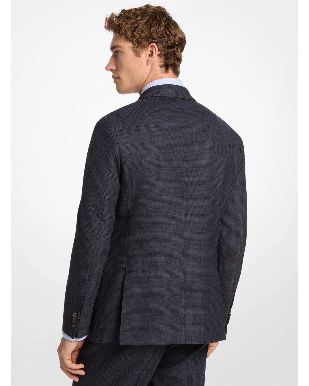 Michael Kors Blue Mk Glen Plaid Wool Blend Blazer for men