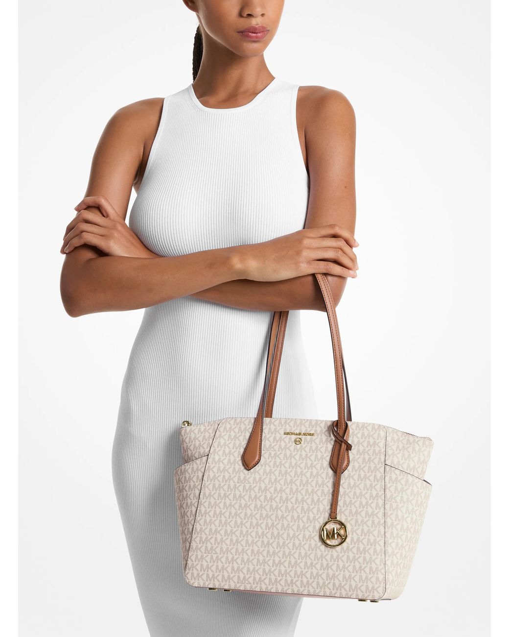 MICHAEL Michael Kors Natural Mk Marilyn Medium Logo Tote Bag