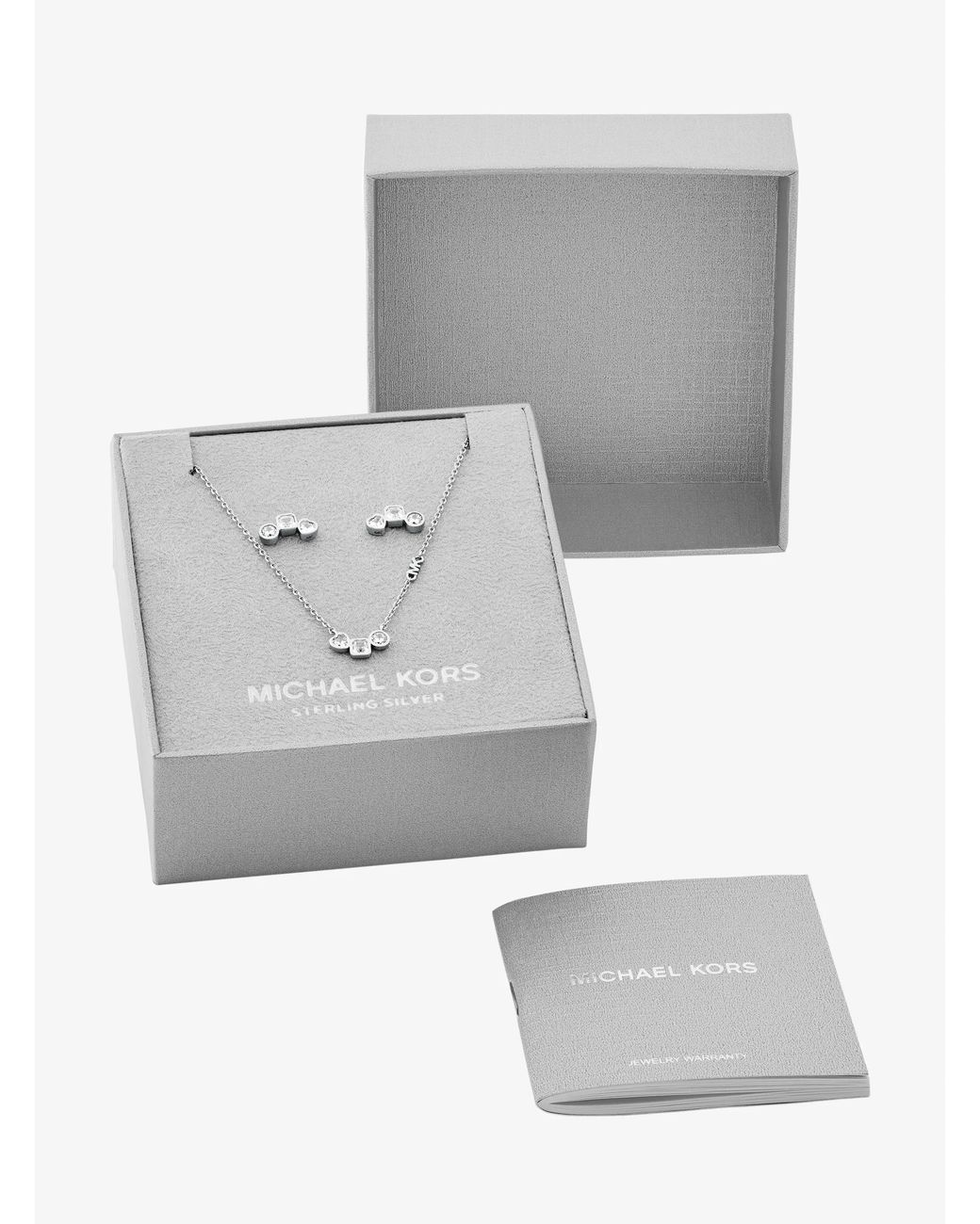 Michael Kors White Mk Precious Metal-Plated Necklace And Earrings Set