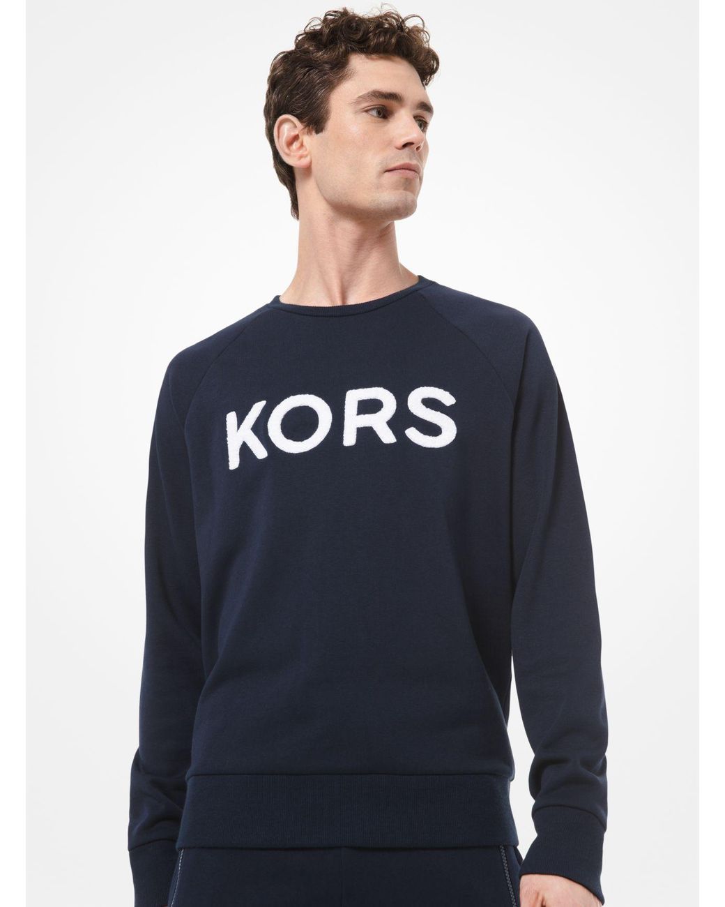 Michael Kors Cotton Terrycloth Logo Blue Sweatshirt for Men - Save 32% ...