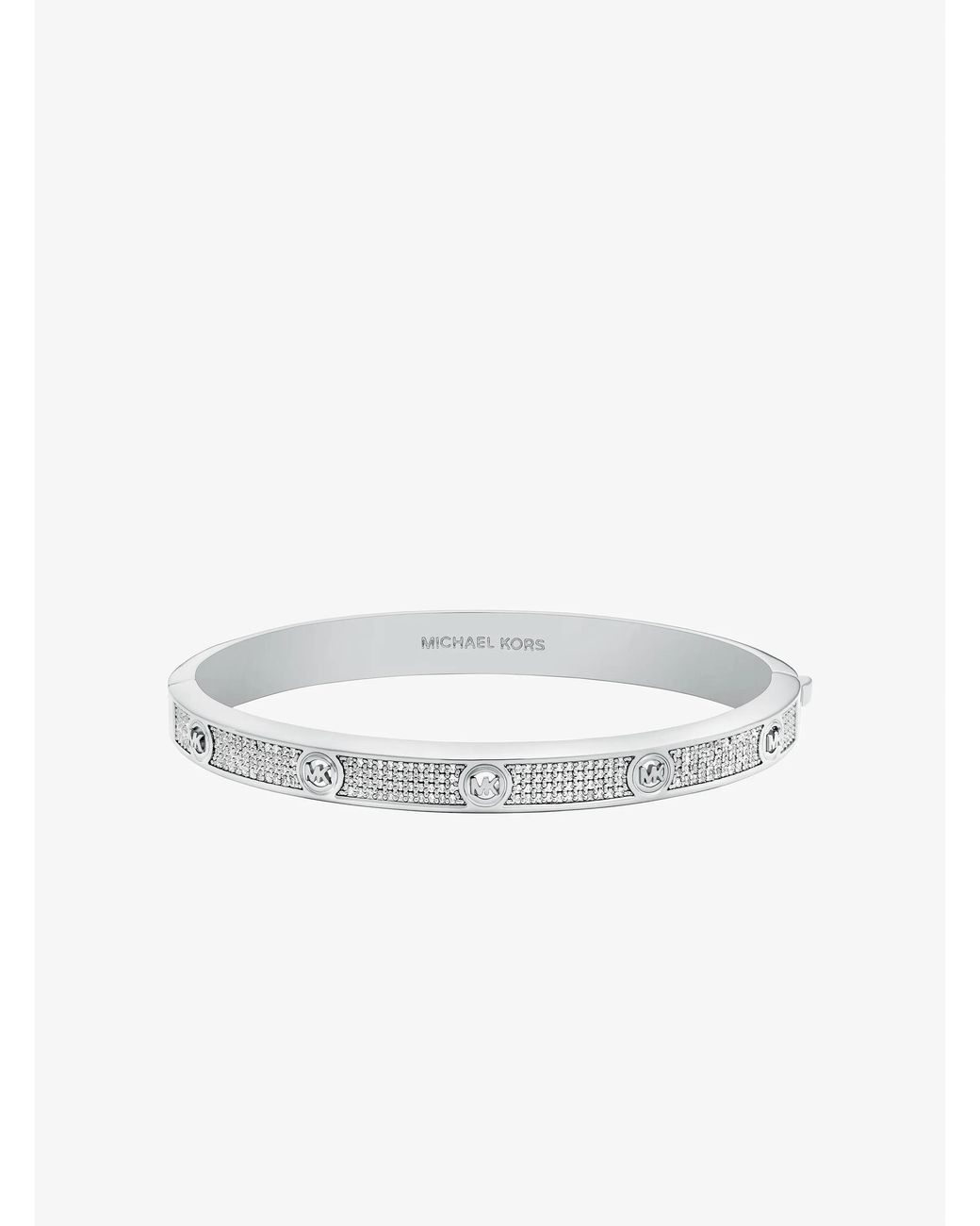 Michael Kors White Pavé Logo Stud Bangle