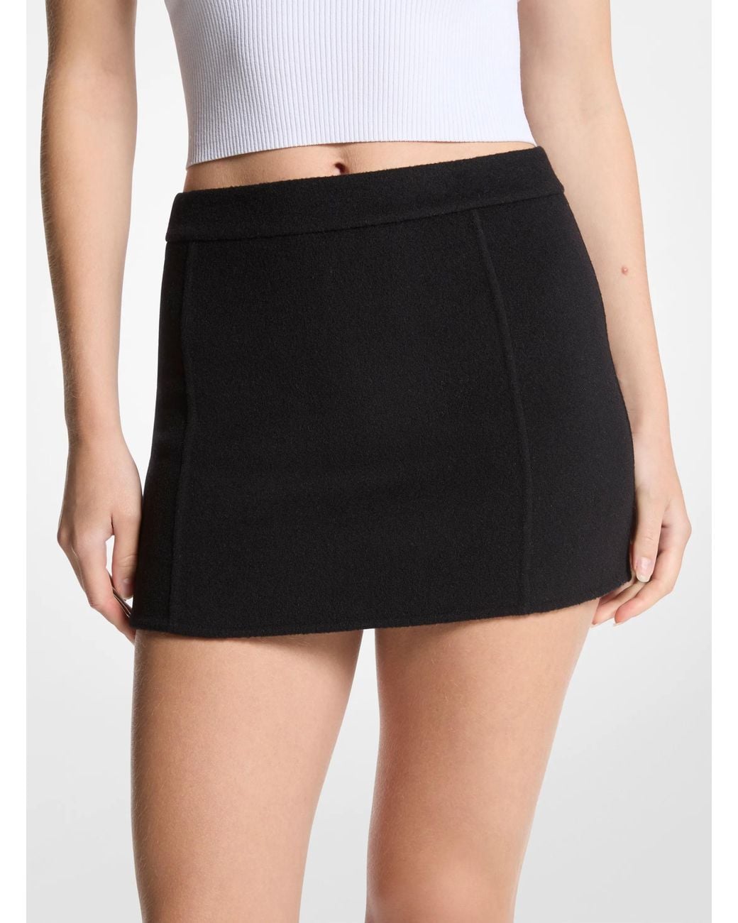 Michael Kors Black Mk Wool Blend Mini Skirt