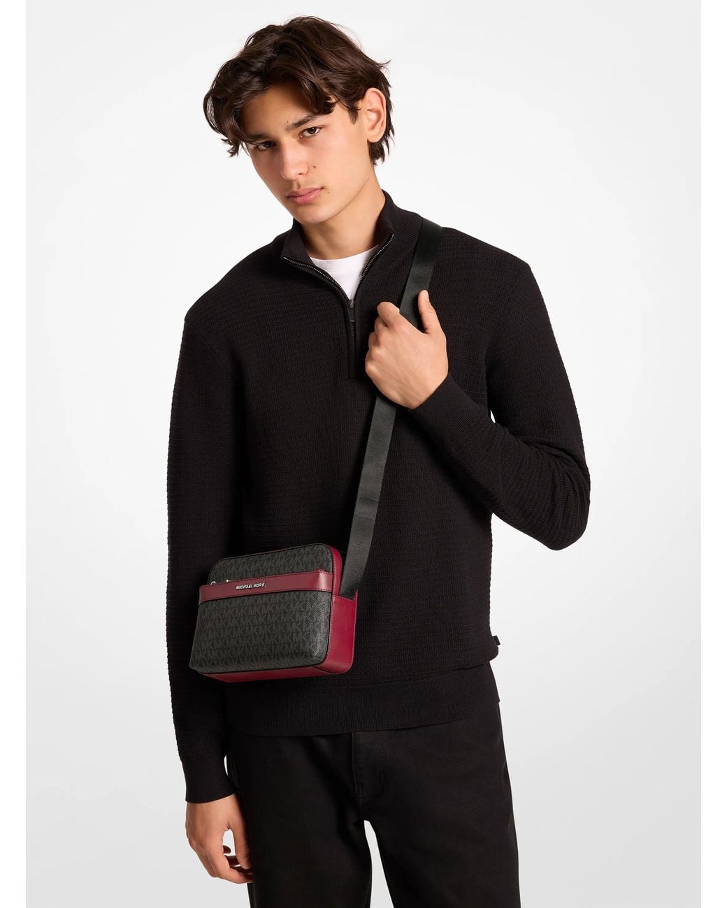 Michael Kors Gray Mk Jet Set Logo Crossbody Bag for men