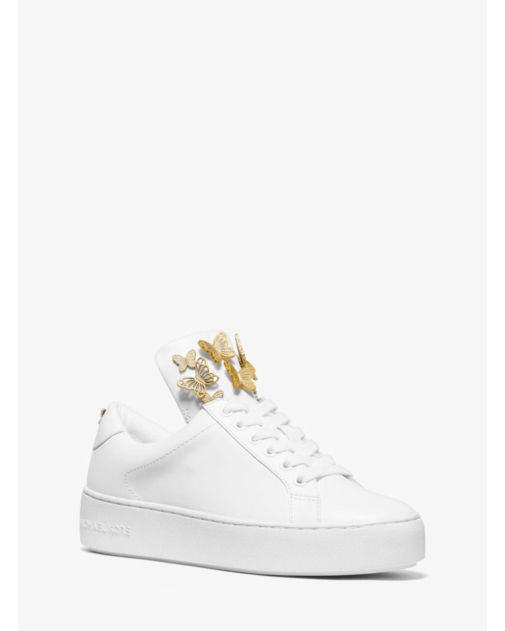 Michael Kors Mindy Butterfly Appliqué Leather Sneaker in White | Lyst