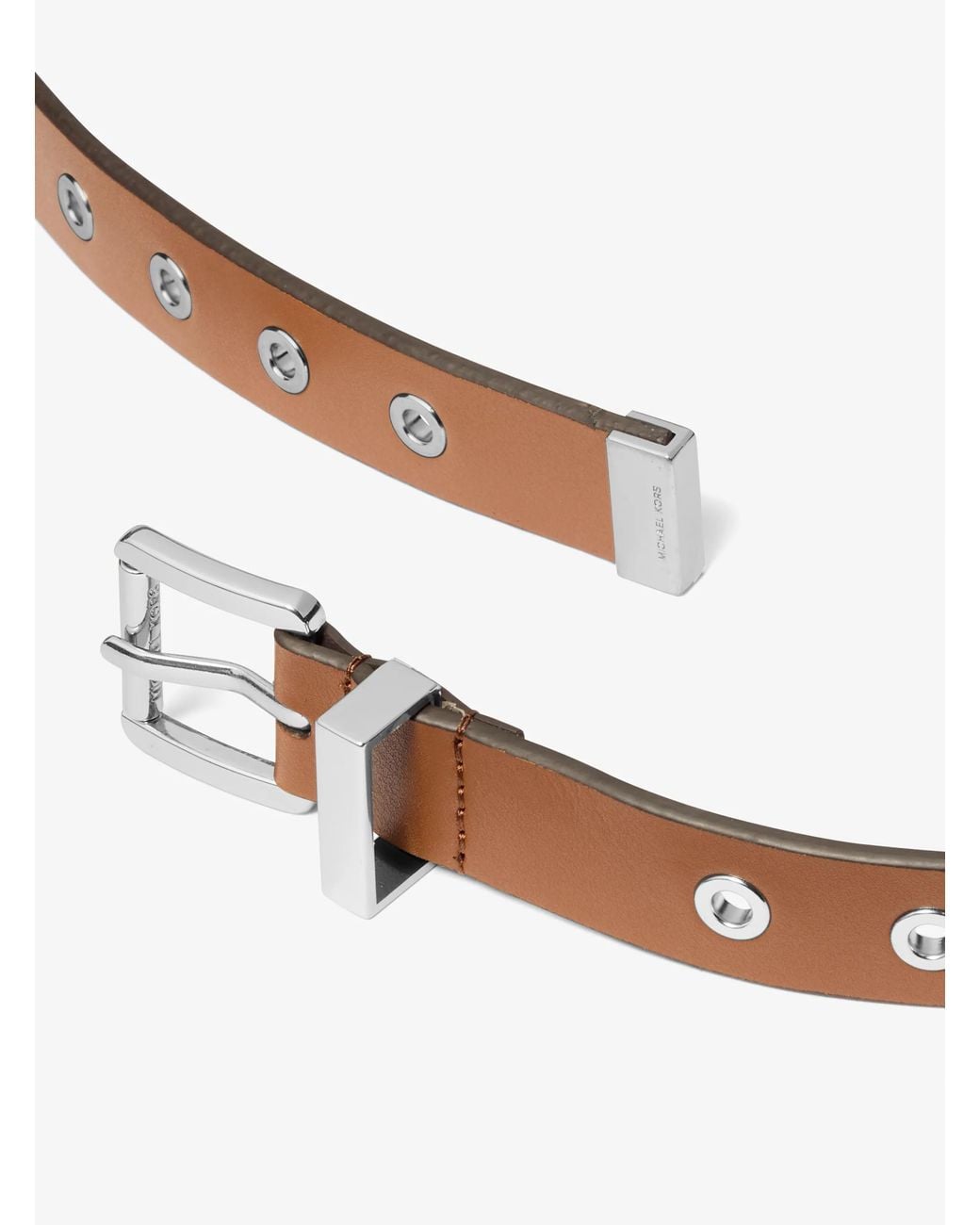 MICHAEL Michael Kors White Michael Kors Grommeted Leather Belt