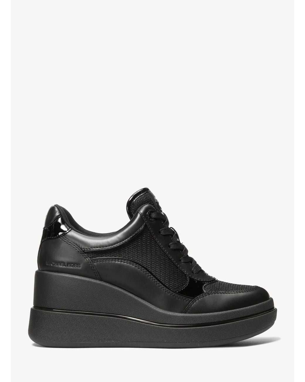 MICHAEL Michael Kors Black Michael Kors Emmy Leather And Mesh Wedge Trainer