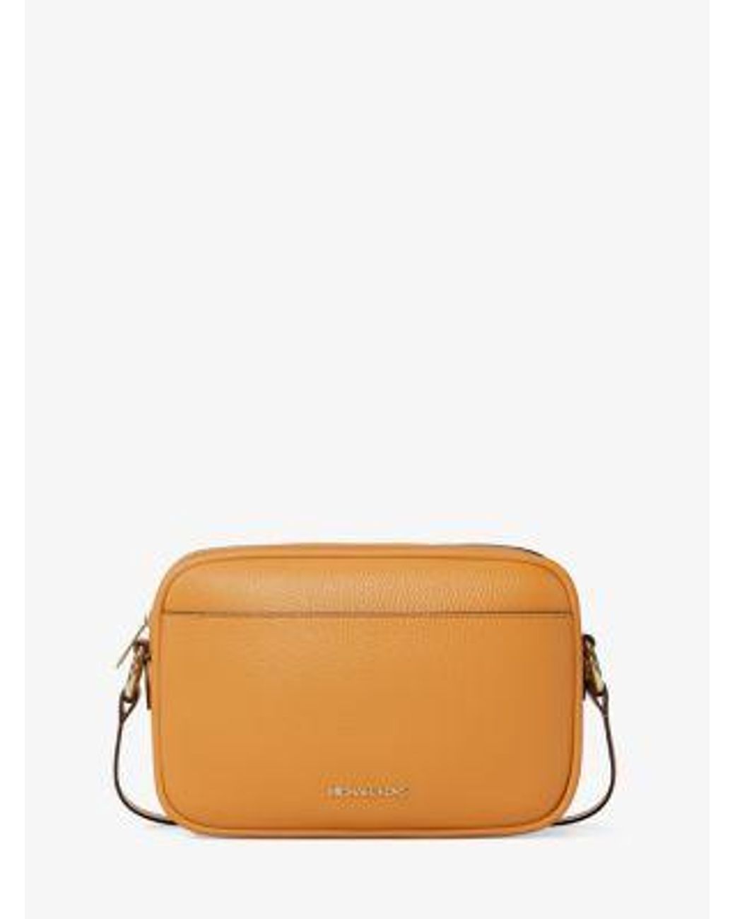 Michael Kors Orange Jet Set Large Pebbled Leather Camera Crossbody Bag