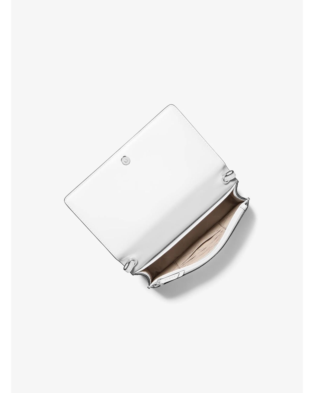 MICHAEL Michael Kors White Mk Jet Set Medium Pebbled Leather Crossbody Bag