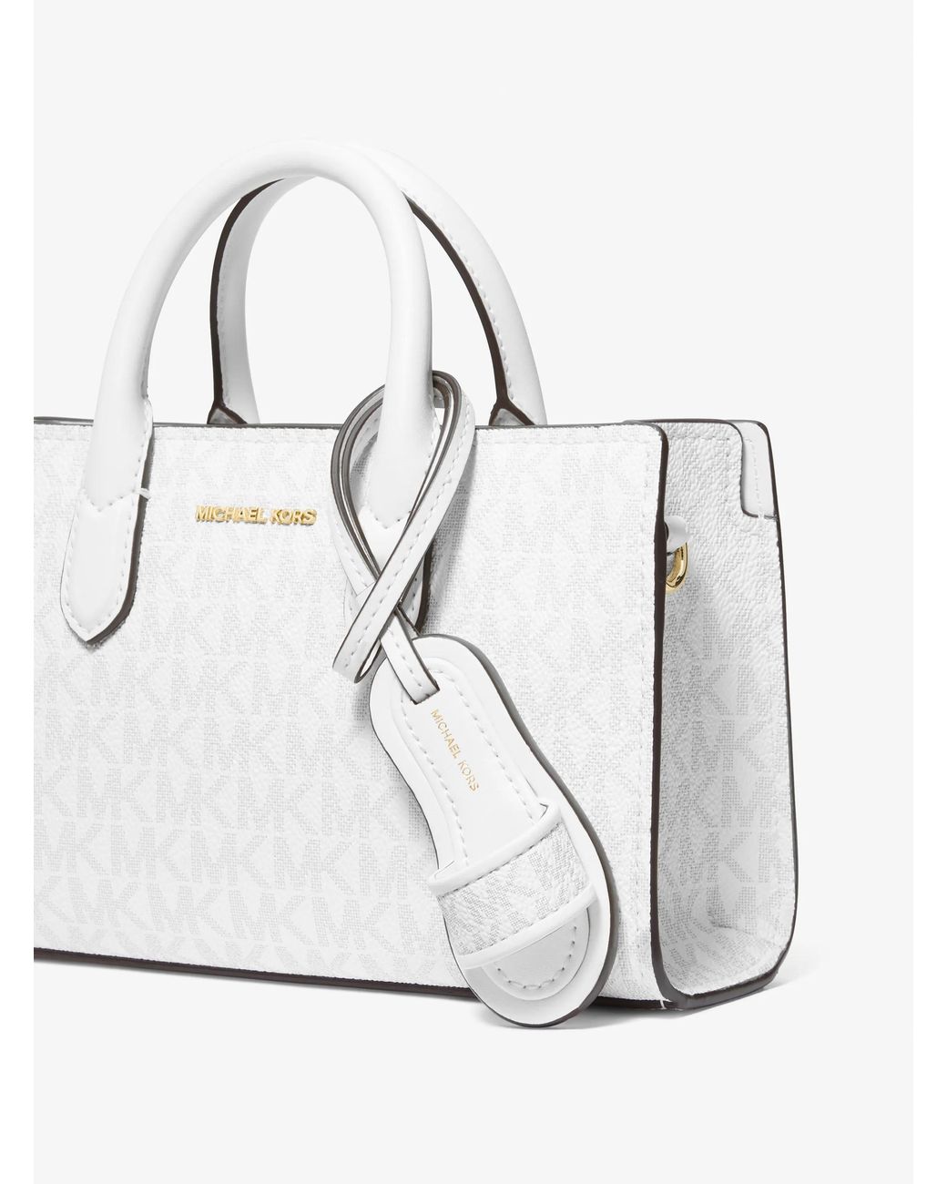 MICHAEL Michael Kors White Mk Signature Logo Slide Bag Charm