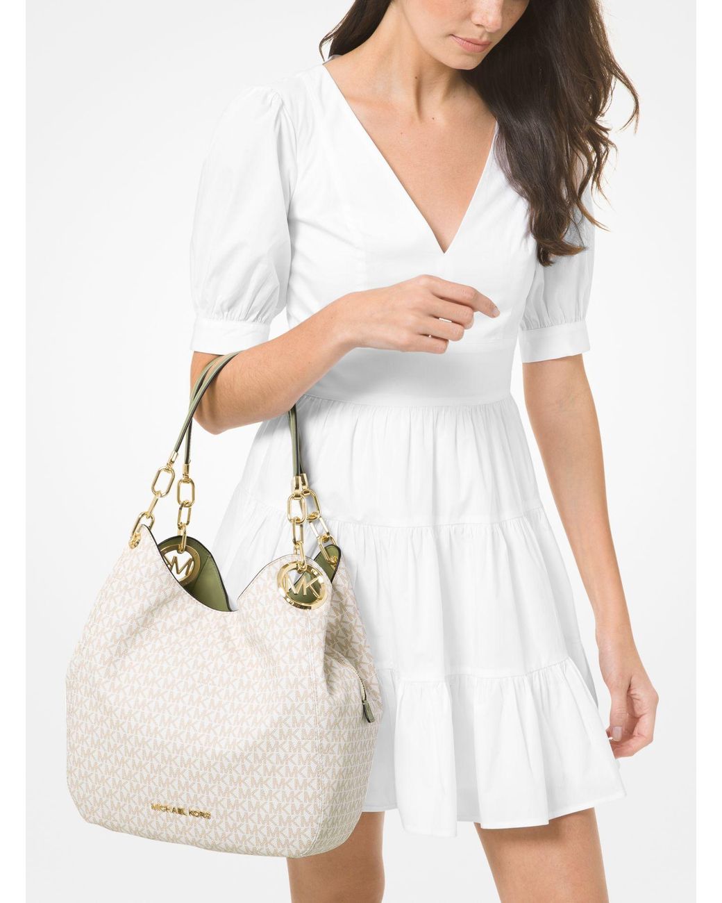 Michael michael kors lillie large logo shoulder bag sale