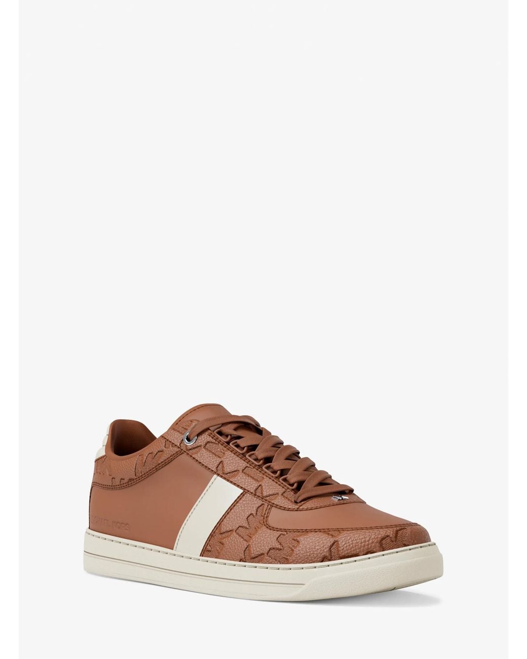 Michael Kors Brown Mk Brady Logo Embossed Leather Trainers for men
