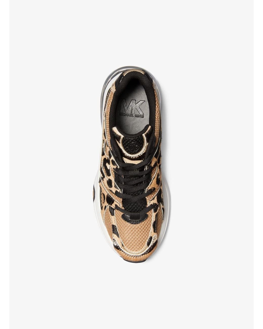 Michael michael kors olympia leopard shop calf hair and leather trainer