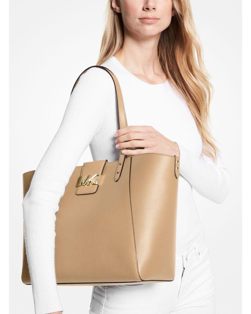 Michael kors large pebbled leather tote sale