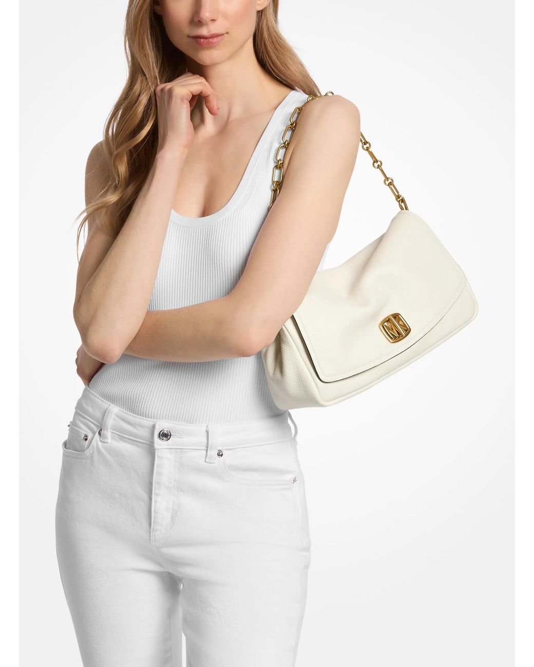 MICHAEL Michael Kors Natural Mk Bryant Large Textured Leather Convertible Shoulder Bag