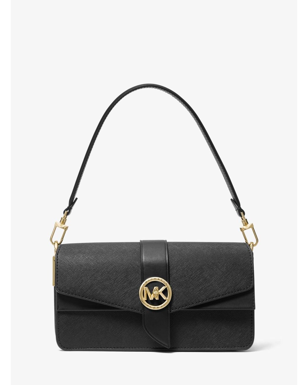 Michael Kors Greenwich Medium Saffiano Leather Shoulder Bag in Black Lyst