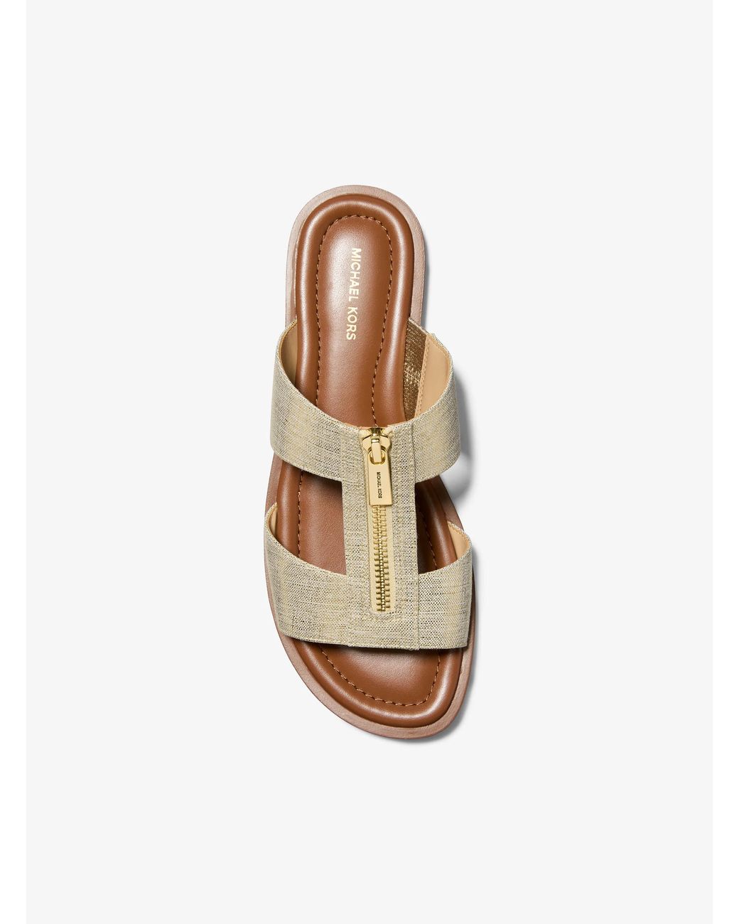 MICHAEL Michael Kors Natural Mk Berkley Metallic Linen Slide Sandal