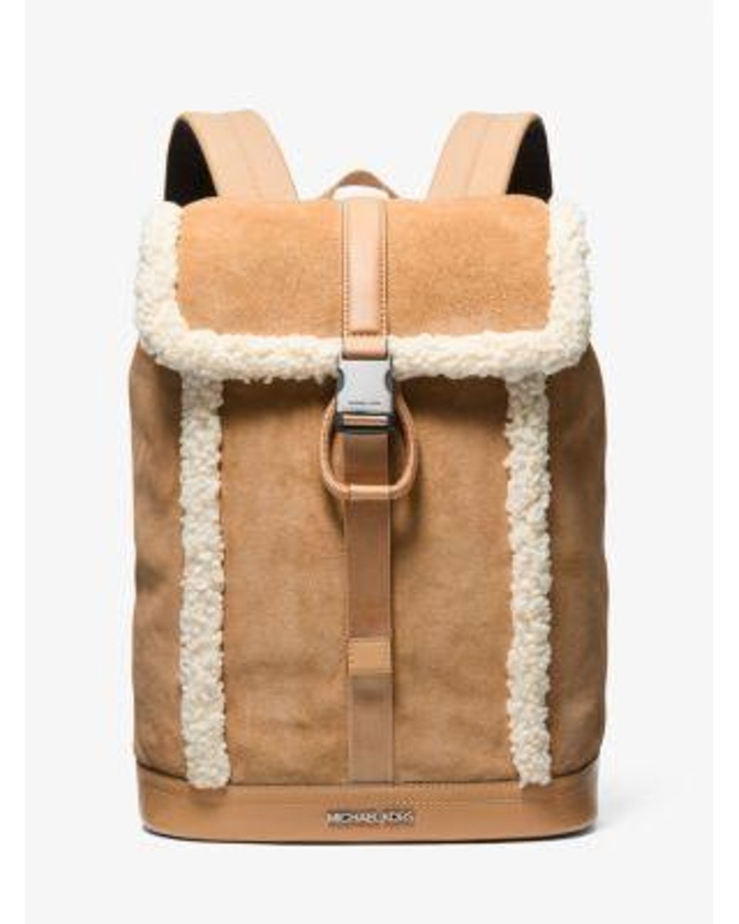 Michael Kors Cooper Suede And Sherpa Backpack in Natural for  display picture 1
