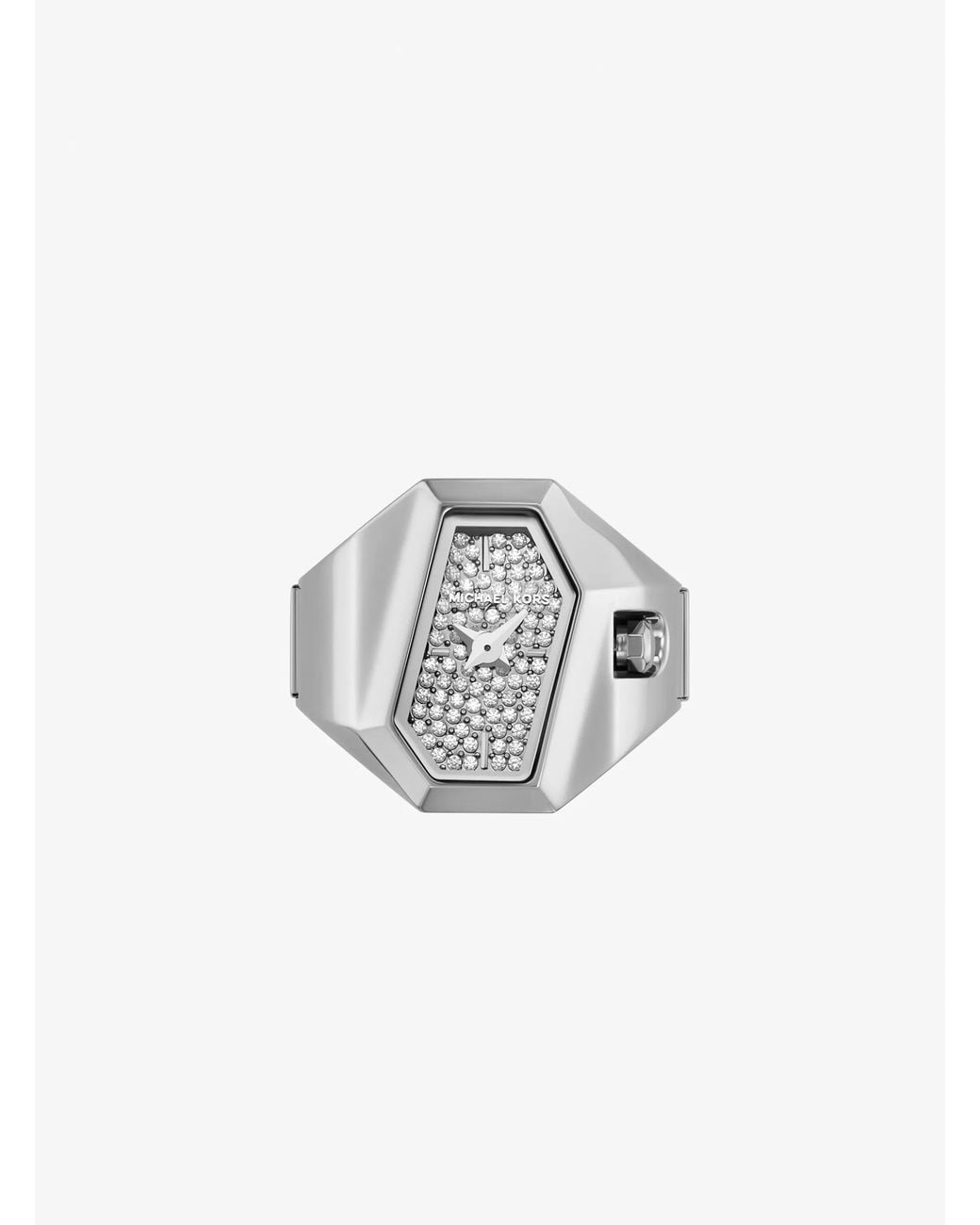 Michael Kors White Mk Suri Pavé-Tone Ring Watch