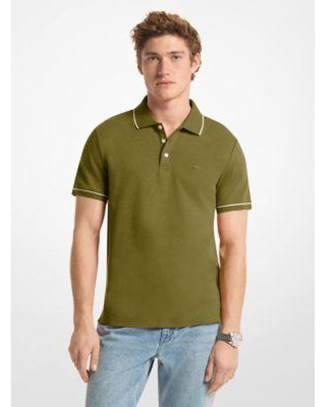 Michael Kors Green Mk Cotton Polo Shirt for men