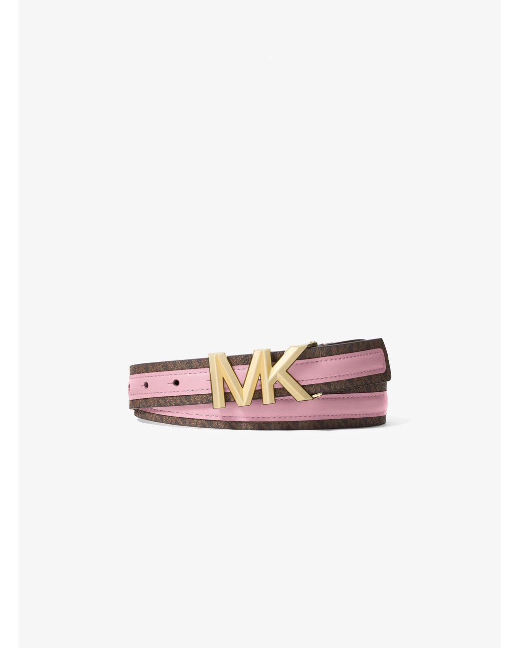 MICHAEL Michael Kors White Mk Signature Logo And Leather Belt