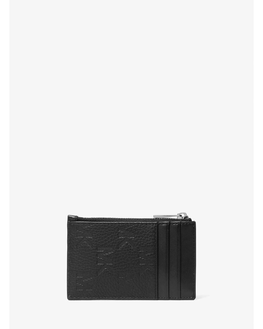 Michael Kors White Michael Kors Hudson Logo Embossed Leather Card Case for men