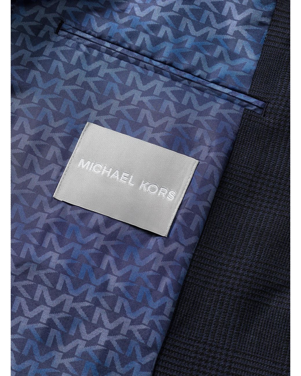 Michael Kors Blue Mk Glen Plaid Wool Blend Blazer for men