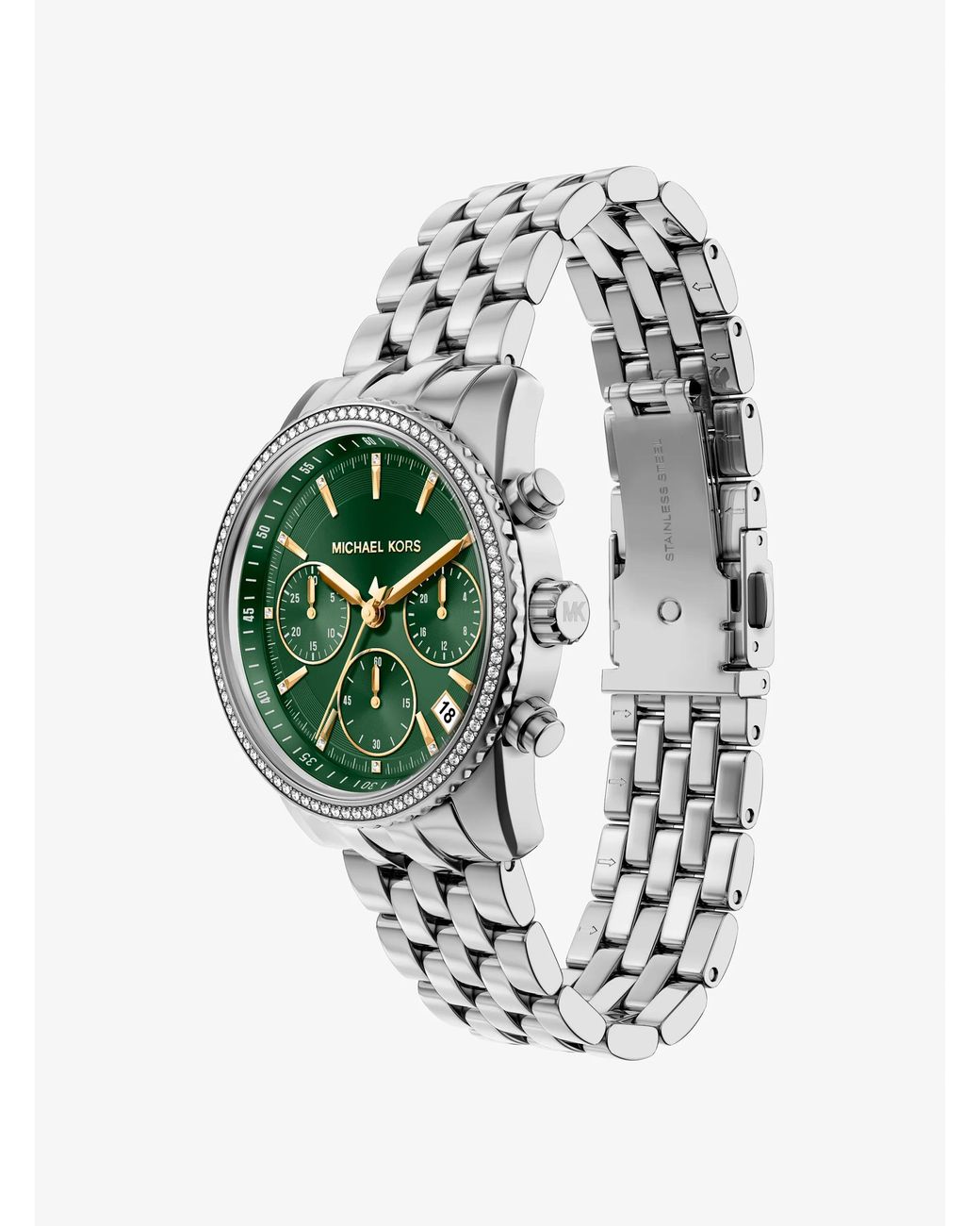 Michael Kors Green Mk Bryant Pavé-Tone Watch