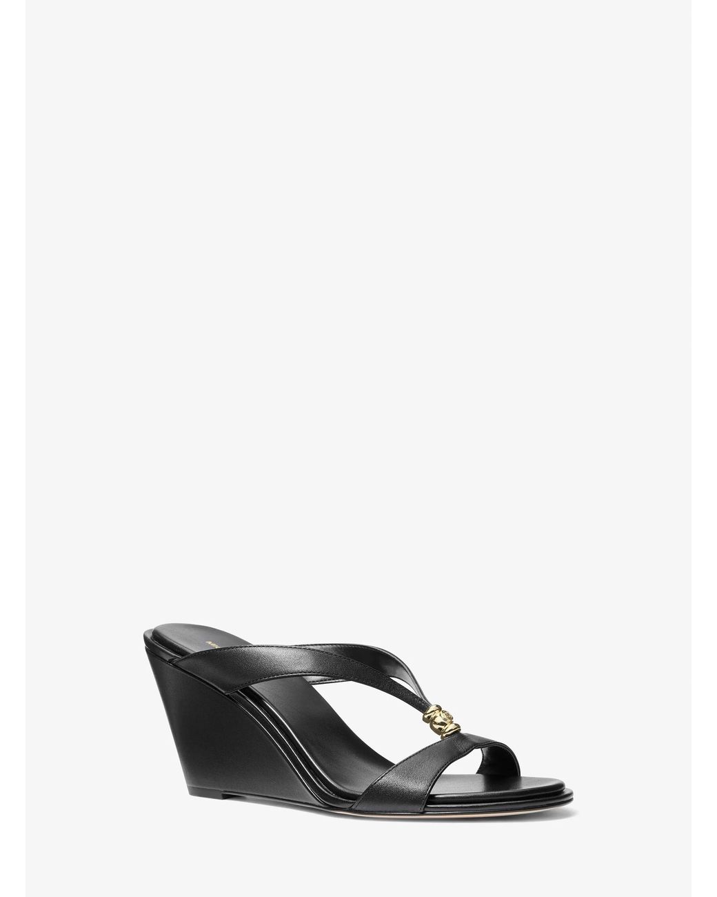 MICHAEL Michael Kors White Mk Cherie Leather Wedge Sandal