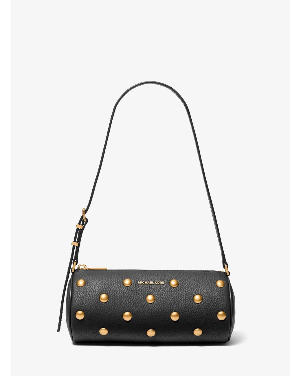 MICHAEL Michael Kors Black Mk Izzy Small Studded Pebbled Leather Barrel Pochette