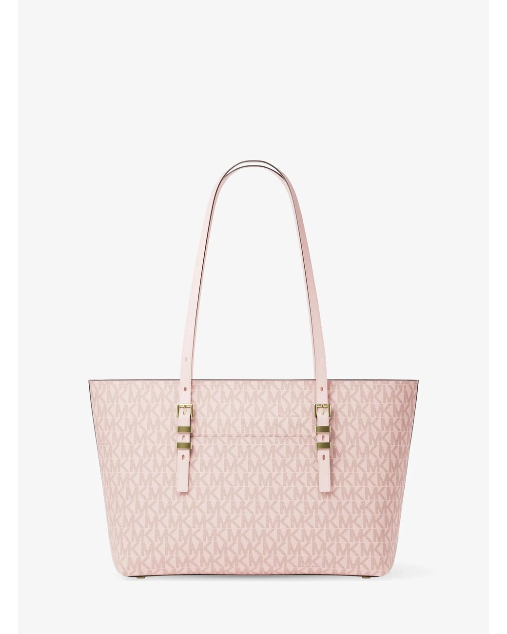 MICHAEL Michael Kors Pink Mk Quinn Medium Signature Logo And Leather Tote Bag