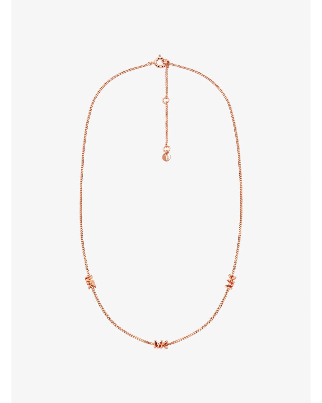 Michael Kors White Mk Precious Metal-Plated Sterling Logo Necklace
