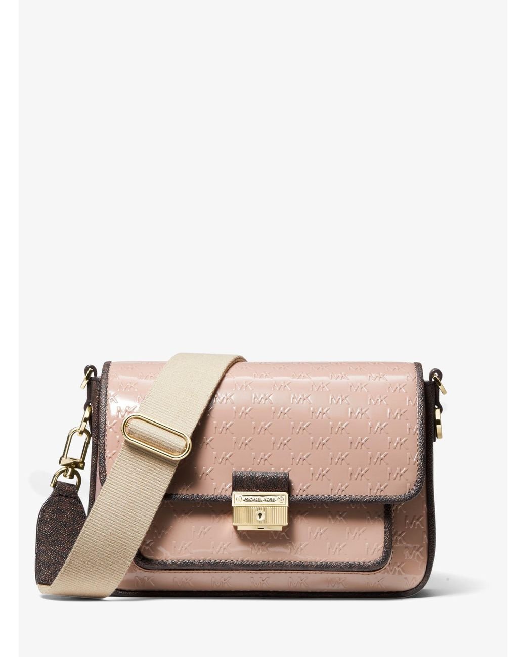 Michael Kors Bradshaw Medium Logo Embossed Patent Leather Messenger Bag Lyst