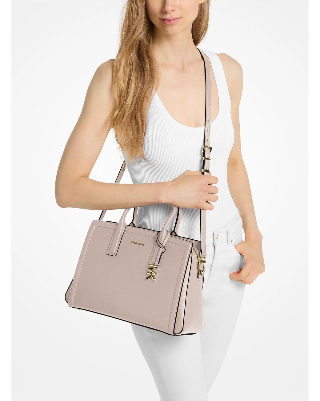 MICHAEL Michael Kors Natural Mk Laila Medium Leather Satchel