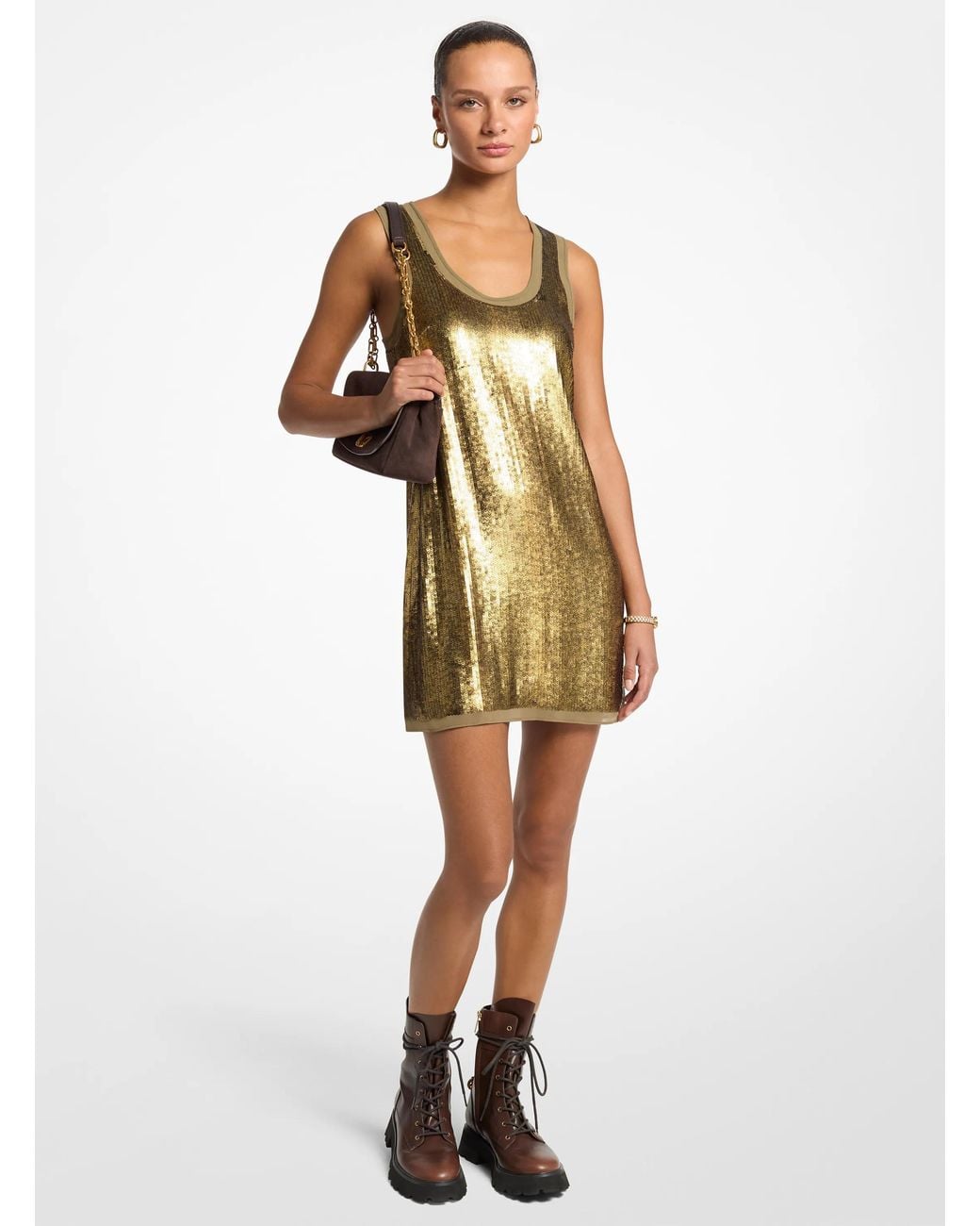 Michael Kors Natural Michael Kors Sequined Georgette Dress