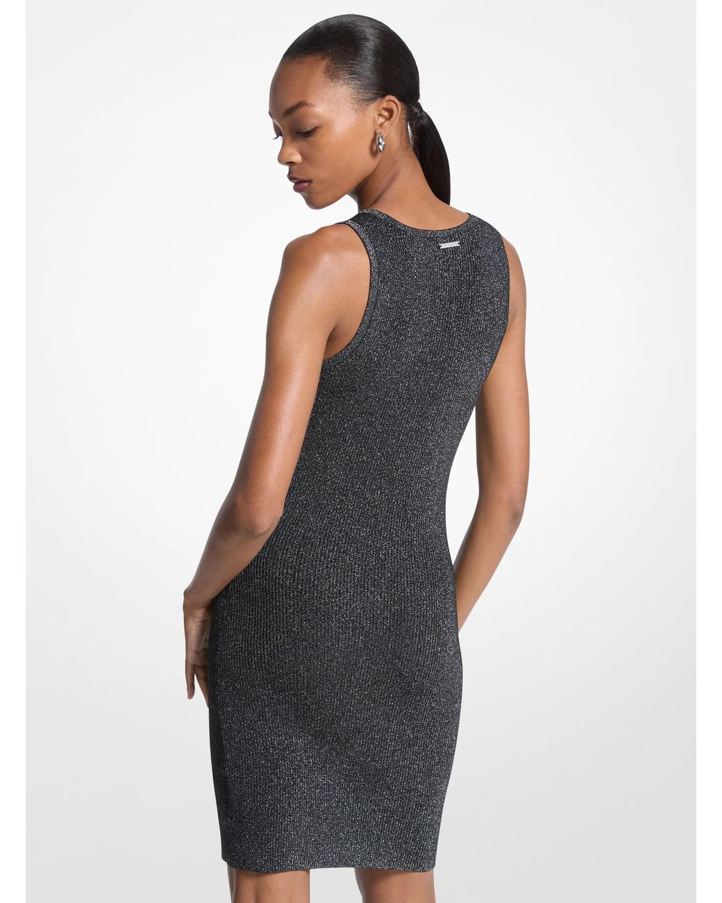 MICHAEL Michael Kors White Metallic Ribbed Knit Tank Dress