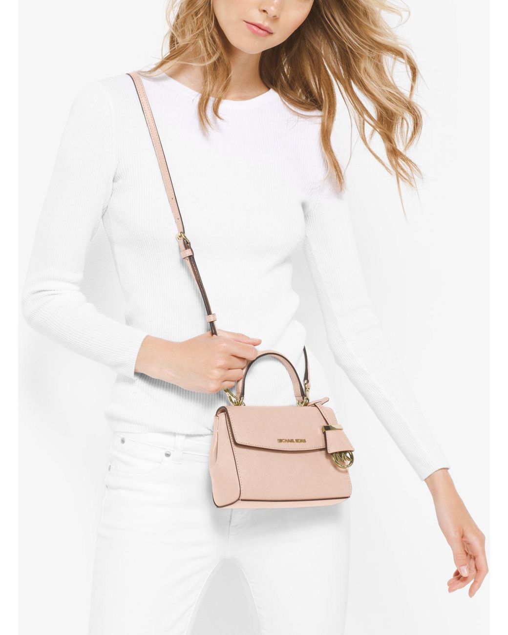 Michael Kors Ava Extra-small Saffiano Leather Crossbody In Pink