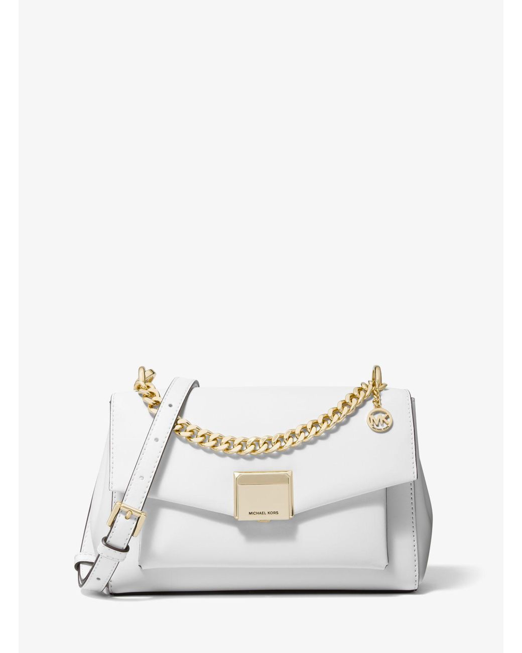 Michael Kors Lita Medium Leather Crossbody Bag in White Lyst