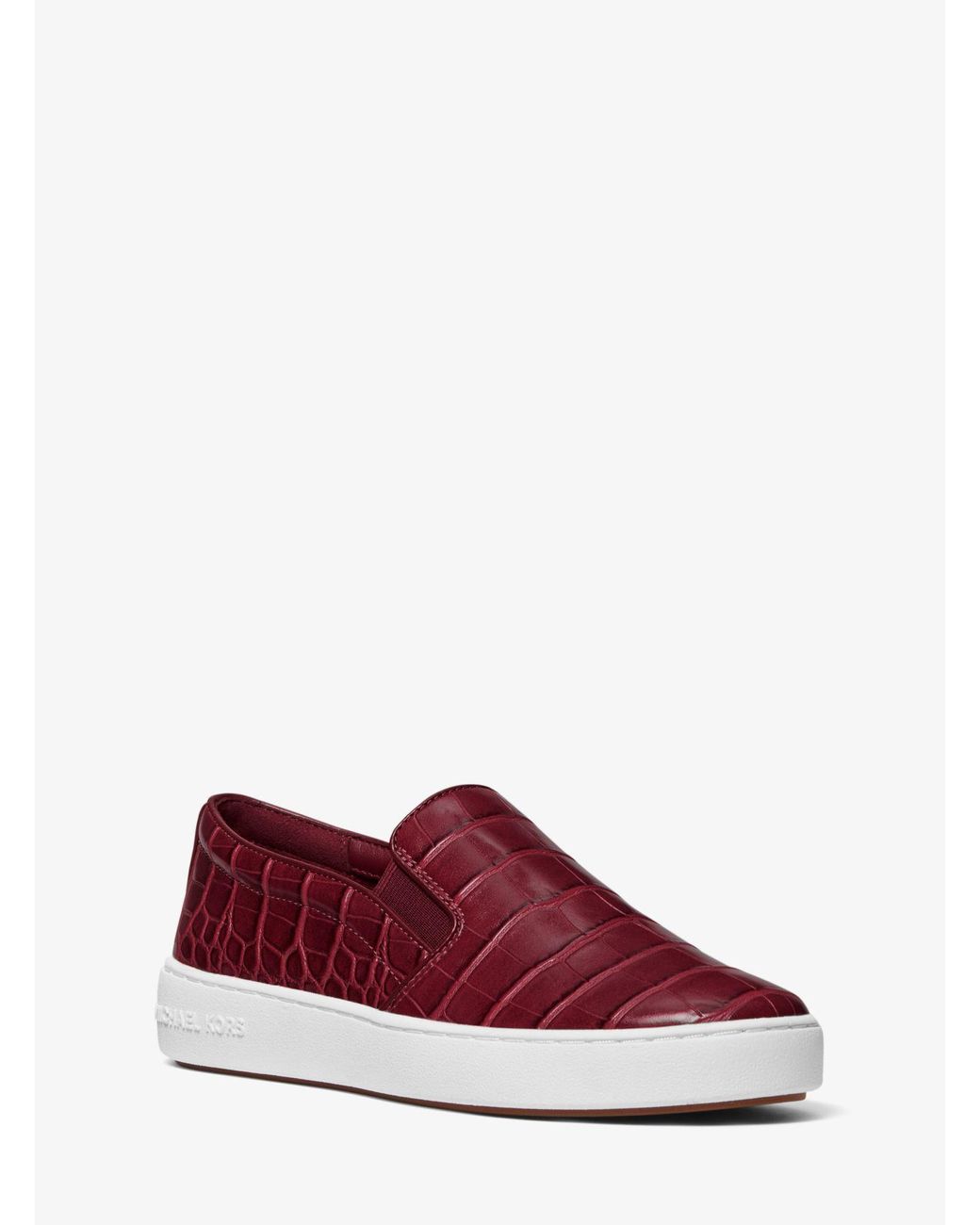 Michael Kors Keaton Crocodile Embossed Slip on Sneaker in Red