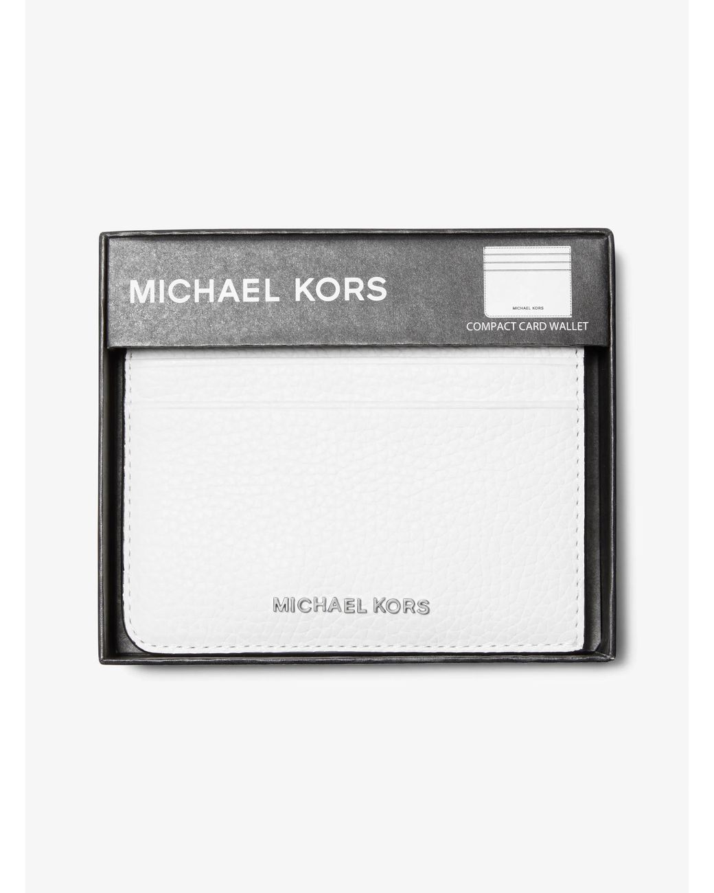 Michael Kors White Mk Hudson Pebbled Leather Card Case for men