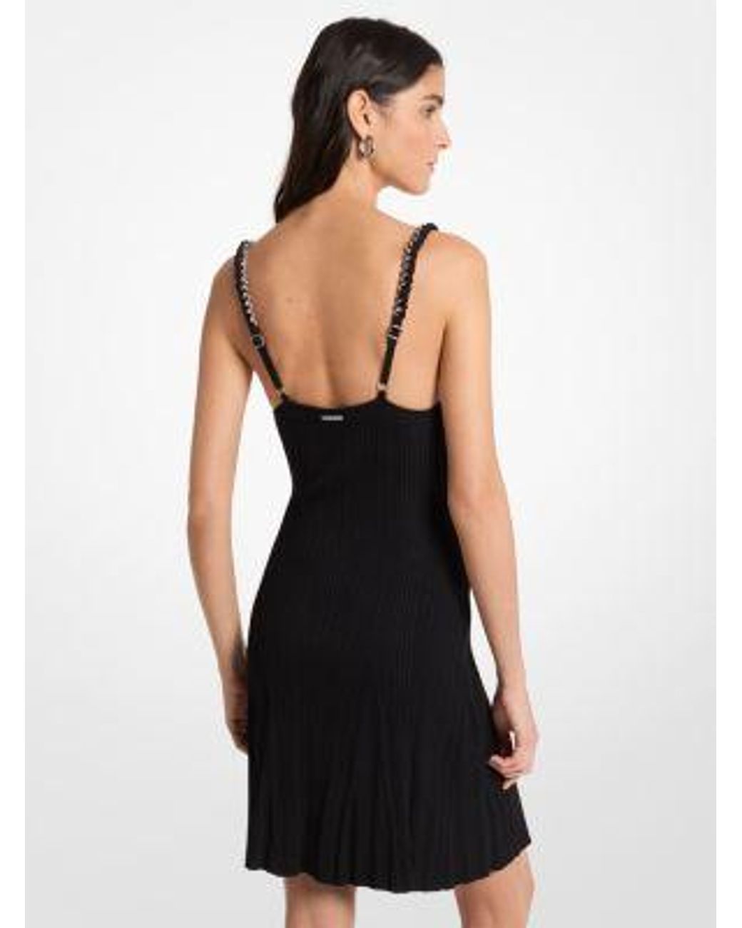 MICHAEL Michael Kors Black Mk Chain Embellished Stretch Knit Tank Dress