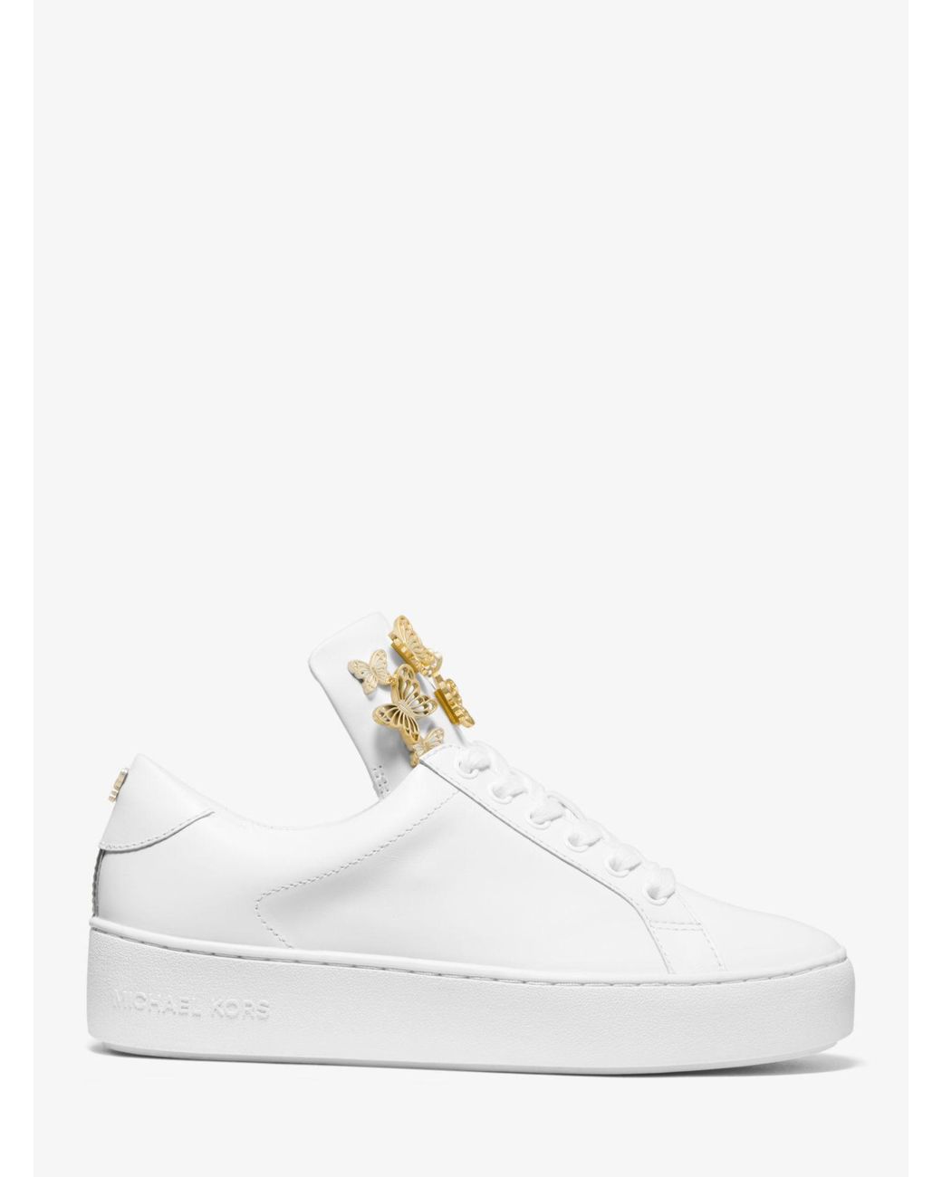 height captain the first Michael Kors Mindy Butterfly Appliqué Leather Sneaker in White | Lyst